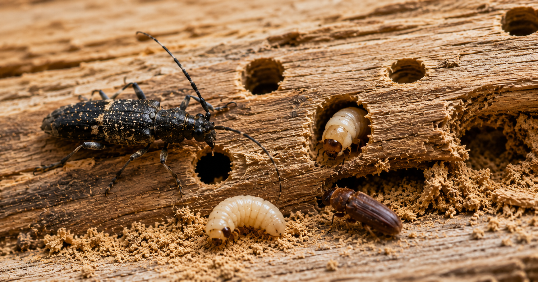 Insectes du bois : identifier capricorne, vrillette et xylophage